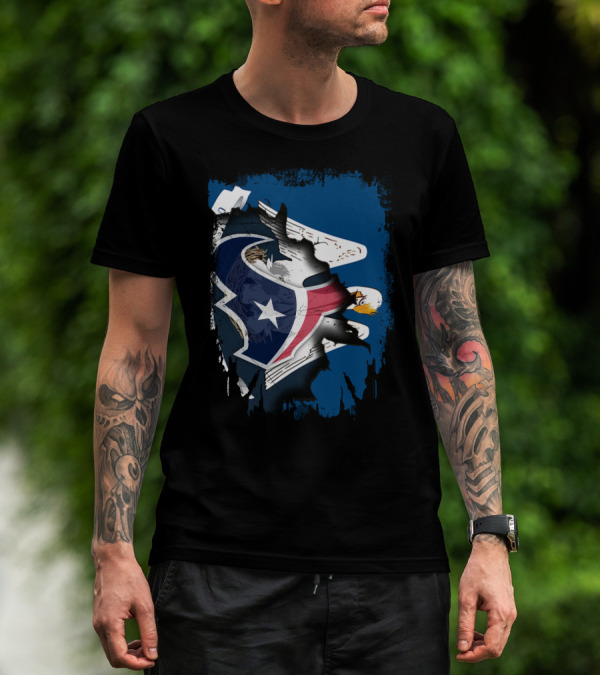 Together Louisiana With Texans Bald Eagle Hidden Flag Fusion T-Shirt