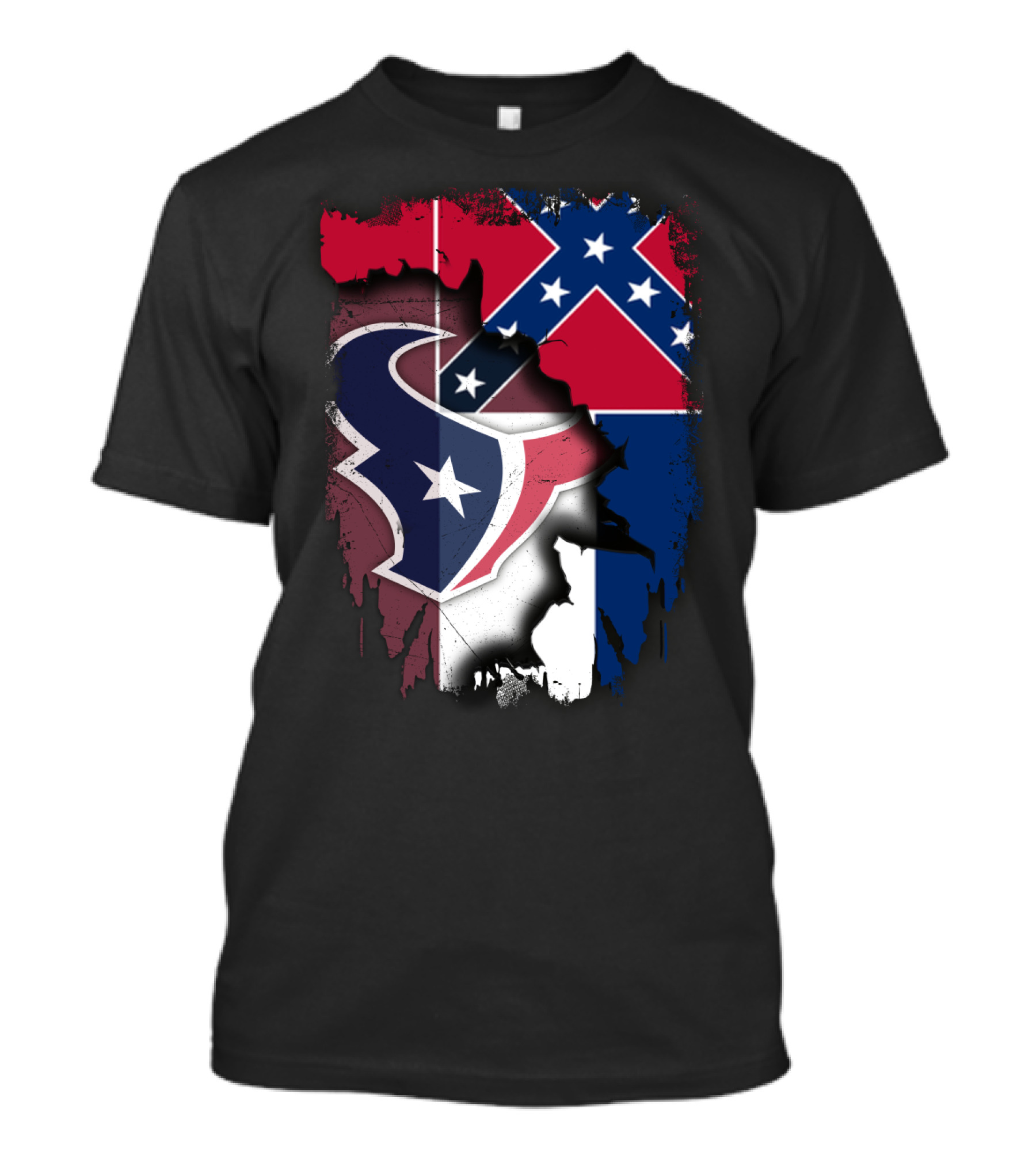 Mississippi Flags And Texans NFL Logo Integration T-Shirt