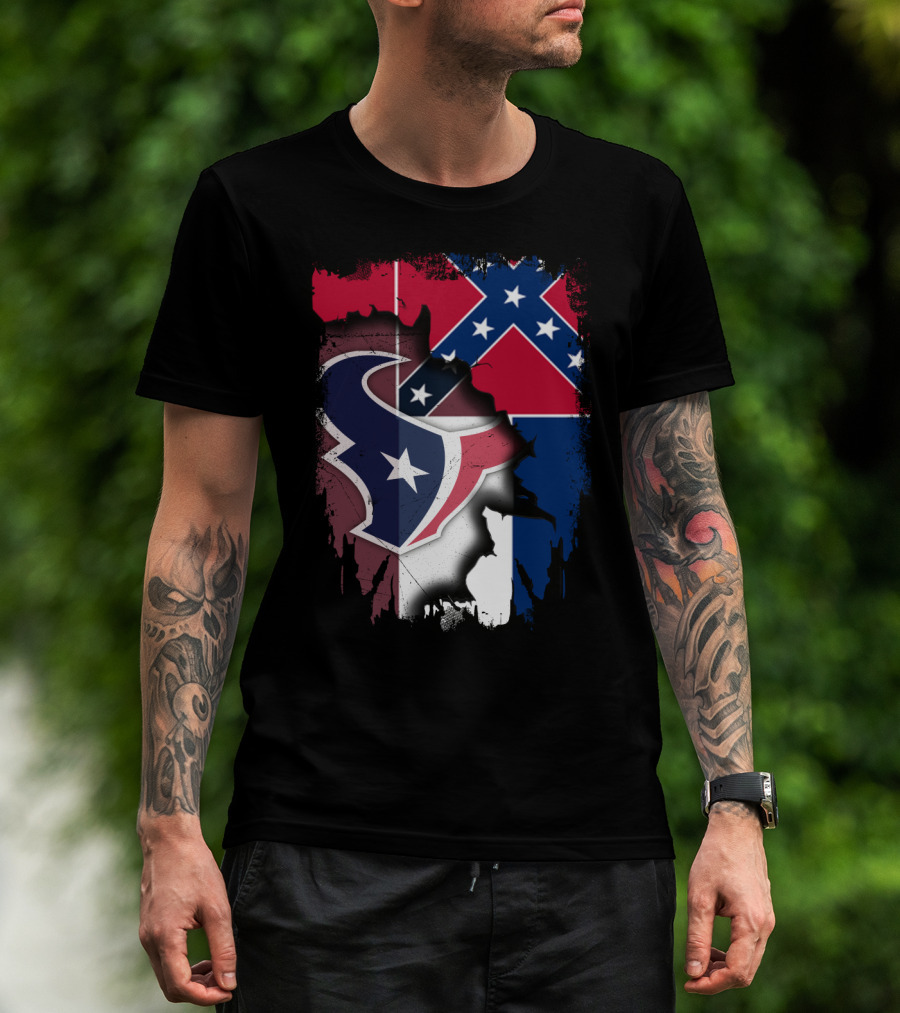 Mississippi Flags And Texans NFL Logo Integration T-Shirt