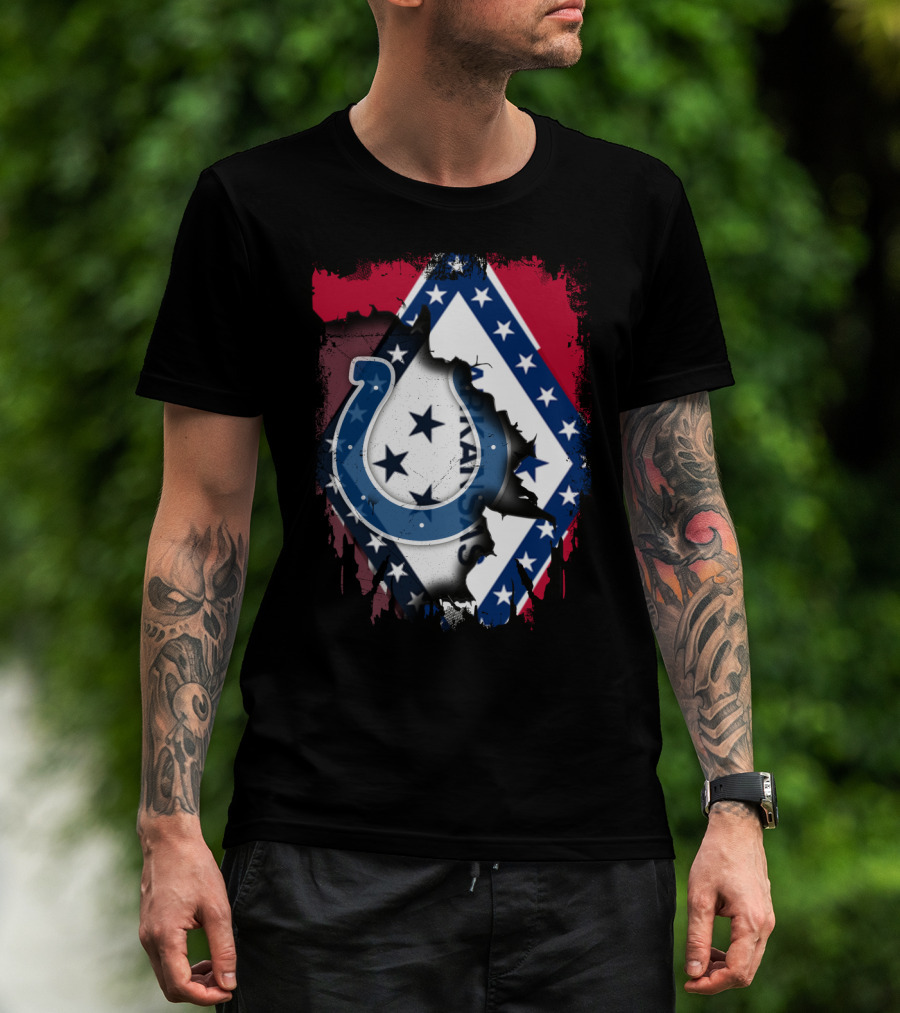 Together Arkansas Flag With Colts Horseshoe T-Shirt