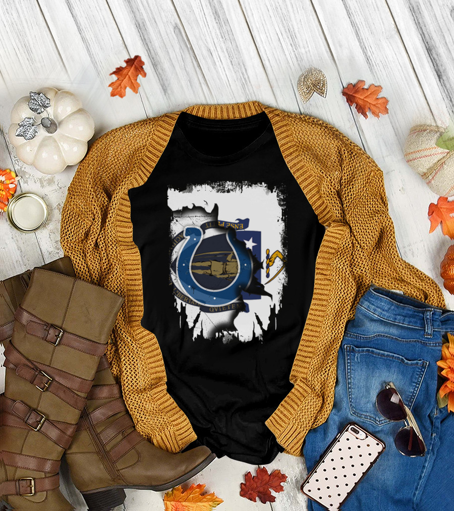 Massachusetts and Colts United with State Seal T-Shirt