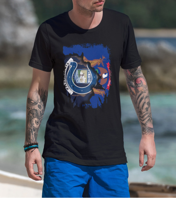 Together Michigan With Indiana Colts Horseshoe Logo And State Emblem T-Shirt