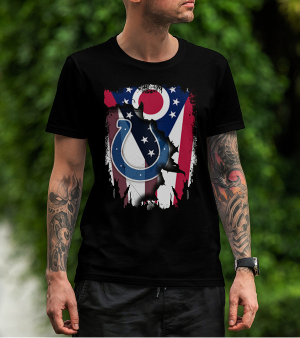 Together Ohio Flag With Colts Horseshoe T-Shirt