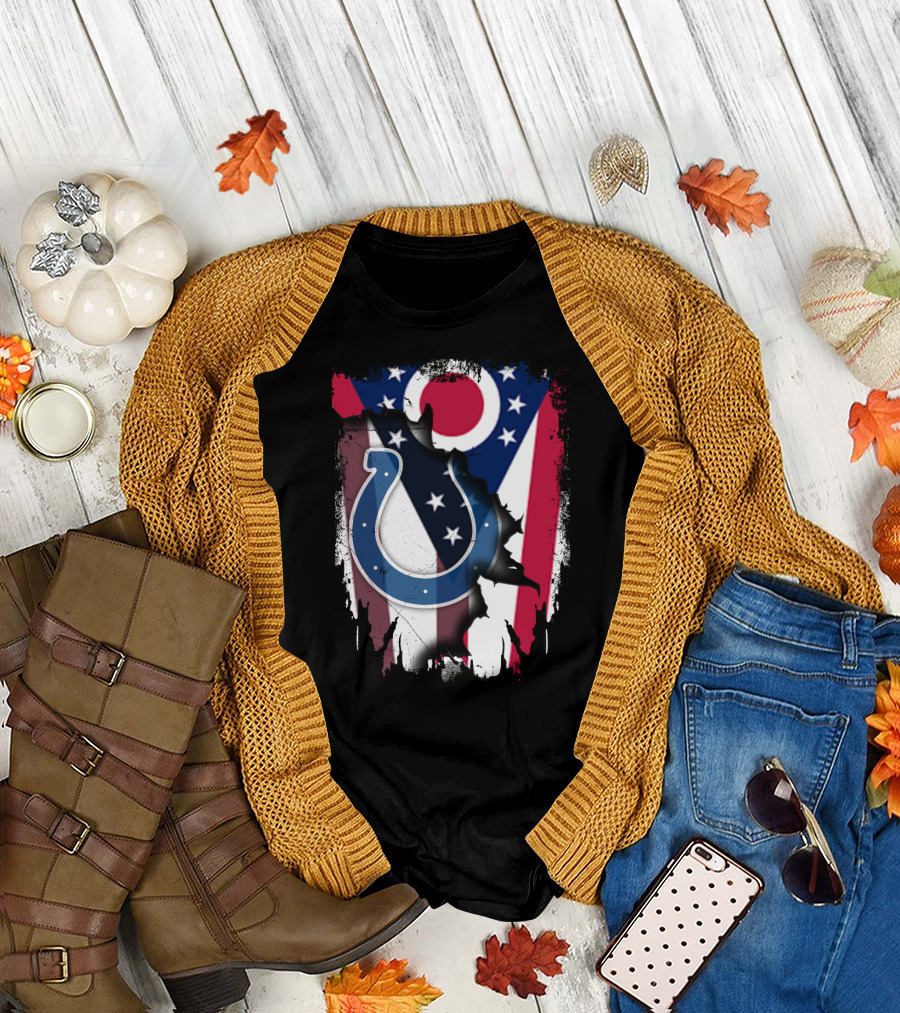 Together Ohio Flag with Colts Horseshoe T-Shirt