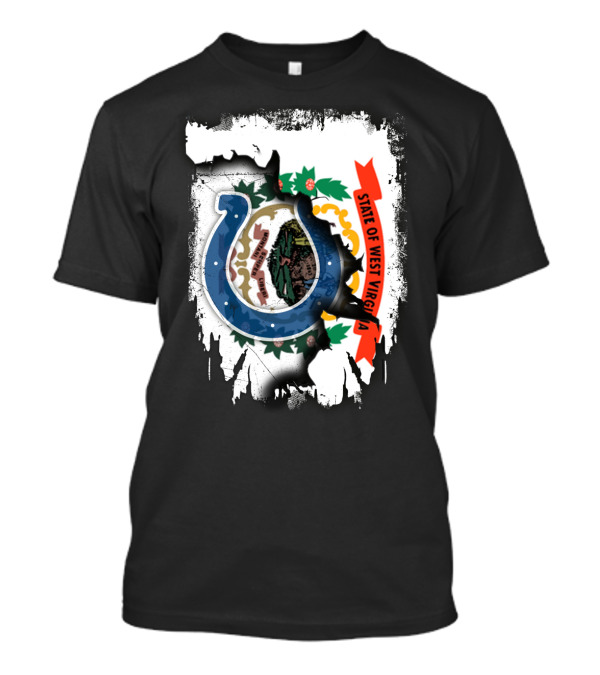 State Of West Virginia With Colts Horseshoe T-Shirt