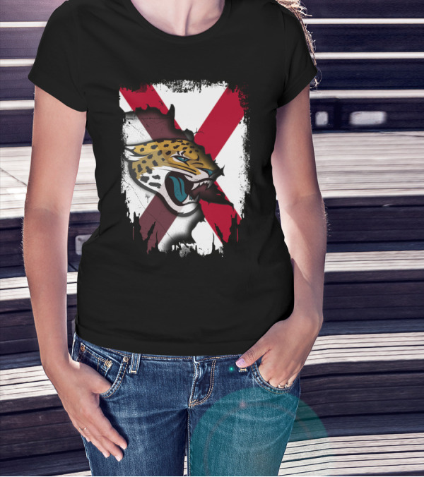 Together Alabama With Jaguars Roaring Over Flag T-Shirt