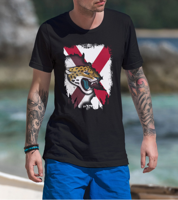 Together Alabama With Jaguars Roaring Over Flag T-Shirt