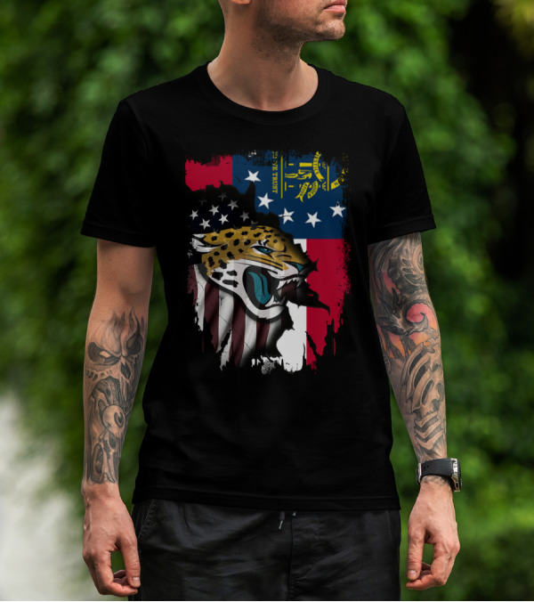 Together Georgia Flag Grunge With Jaguars American Patriotism T-Shirt