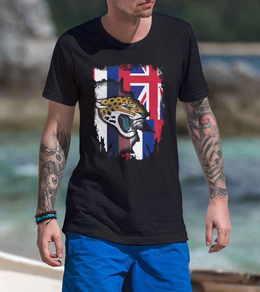Together Hawaii Union Flag Jaguars Roaring Face T-Shirt