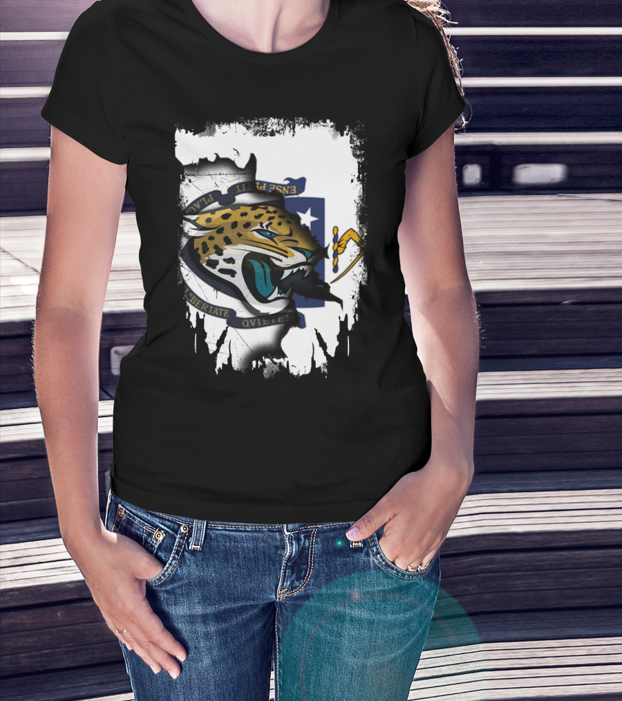 Massachusetts State Flag With Jaguar Head Emblem T-Shirt