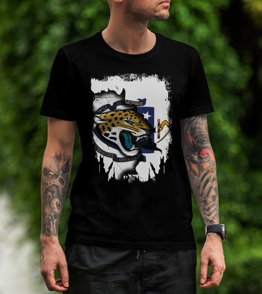 Massachusetts State Flag With Jaguar Head Emblem T-Shirt