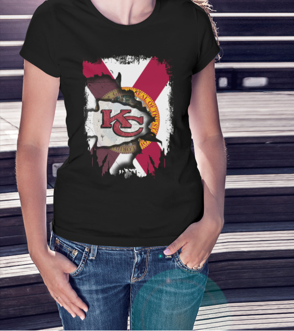 Florida State Flag With KC Chiefs Logo Integration T-Shirt