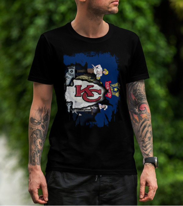 Dirigo Maine KC Chiefs Vintage Flag Mashup T-Shirt