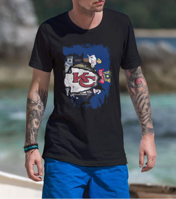 Dirigo Maine KC Chiefs Vintage Flag Mashup T-Shirt