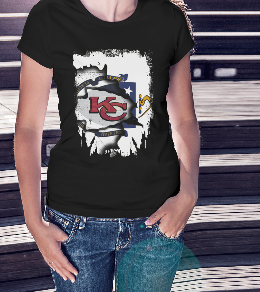 Kansas City Chiefs Massachusetts Flag Unity T-Shirt