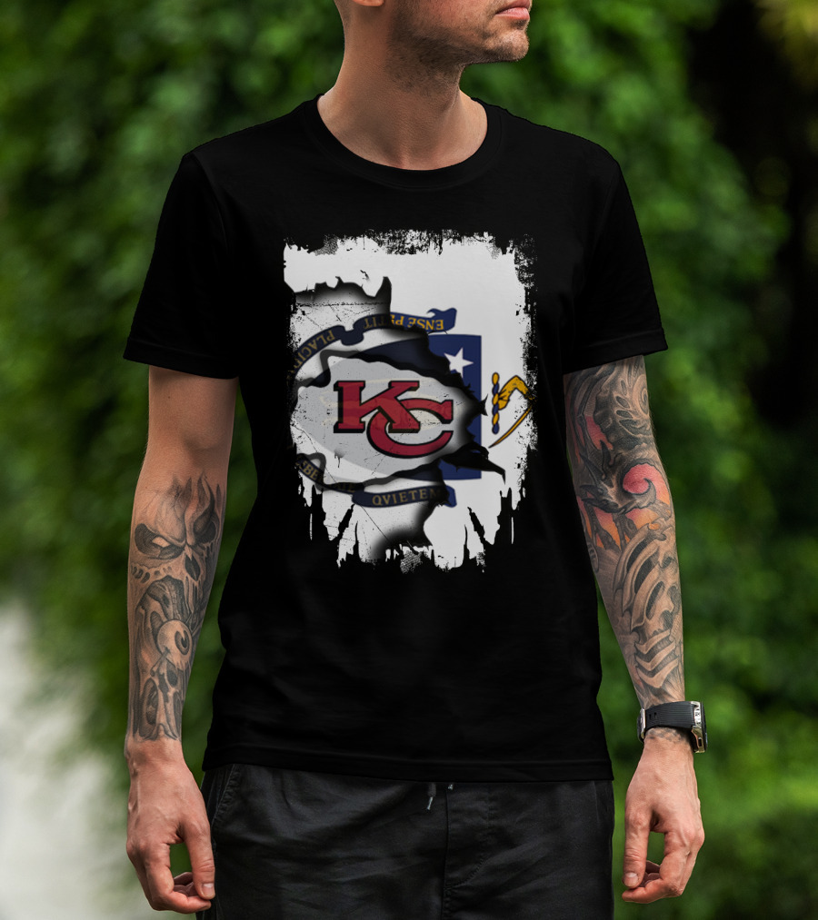 Kansas City Chiefs Massachusetts Flag Unity T-Shirt