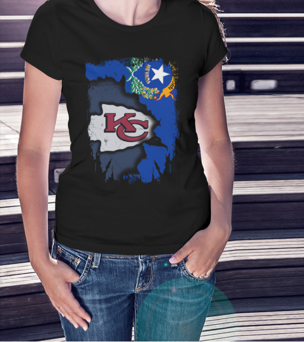 Nevada Proud With Kansas City Chiefs Logo And State Flag Elements T-Shirt