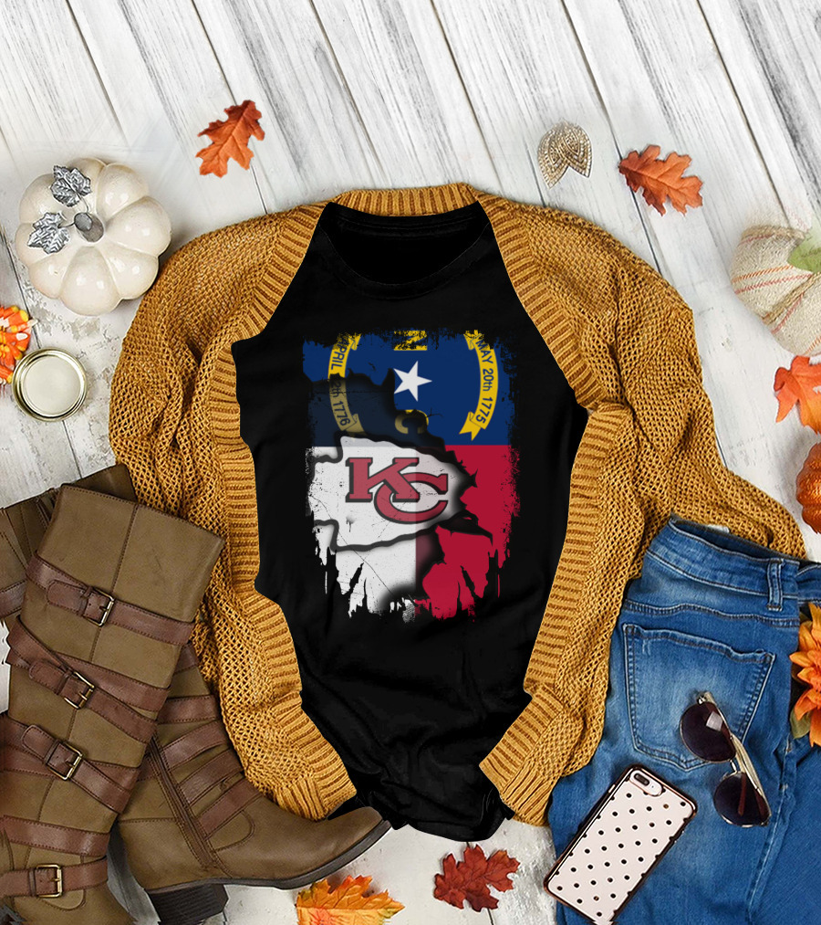 Together North Carolina Flag with Kansas City Chiefs T-Shirt