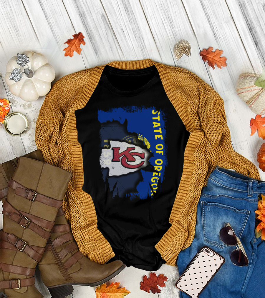 State of Oregon with KC Chiefs T-Shirt