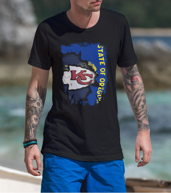 State Of Oregon With KC Chiefs T-Shirt