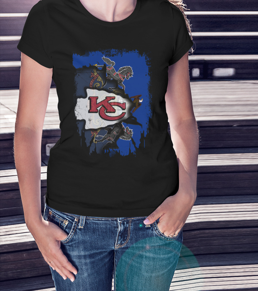 Pennsylvania State Pride With Kansas City Chiefs Logo And Heraldic Symbols T-Shirt