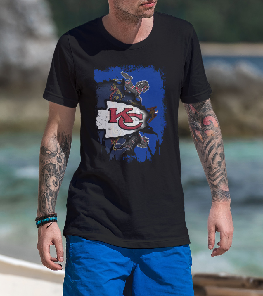 Pennsylvania State Pride With Kansas City Chiefs Logo And Heraldic Symbols T-Shirt