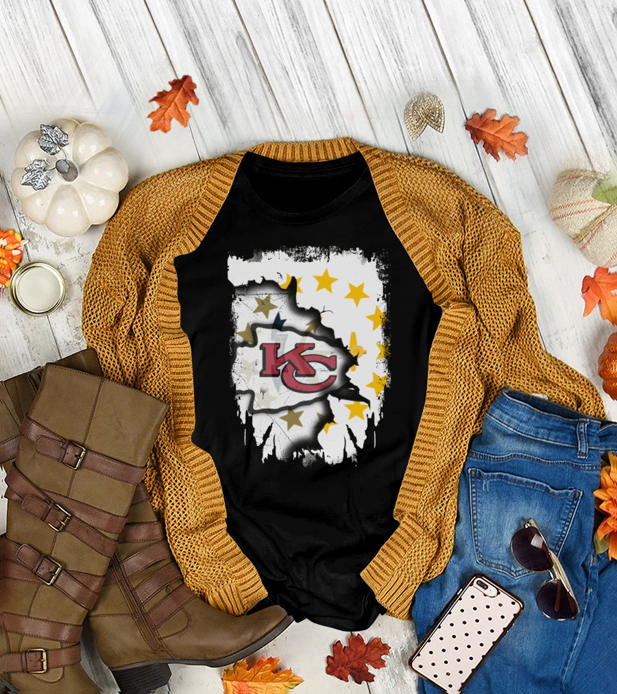 Together Rhode Island with KC Chiefs Burst Stars T-Shirt