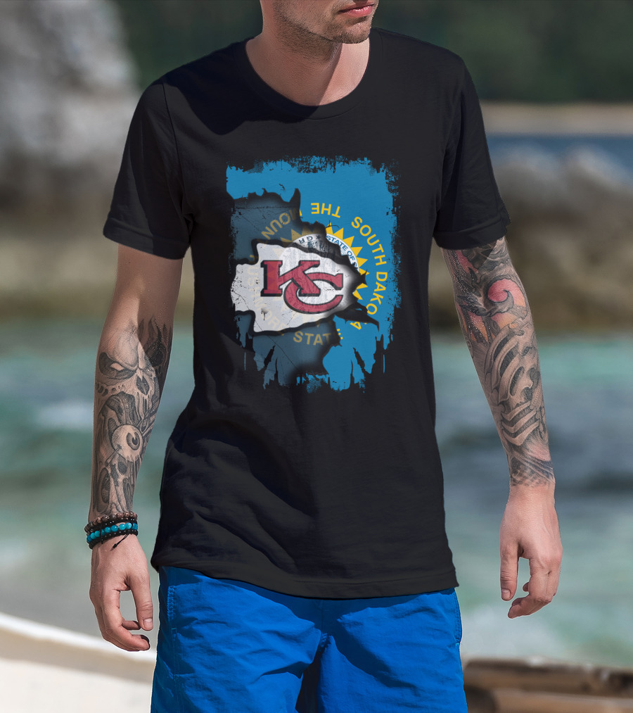 Together South Dakota Kansas City Chiefs State Flag T-Shirt