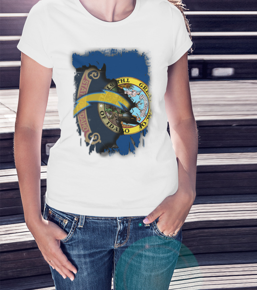 Idaho State Seal With Chargers Lightning Bolt T-Shirt
