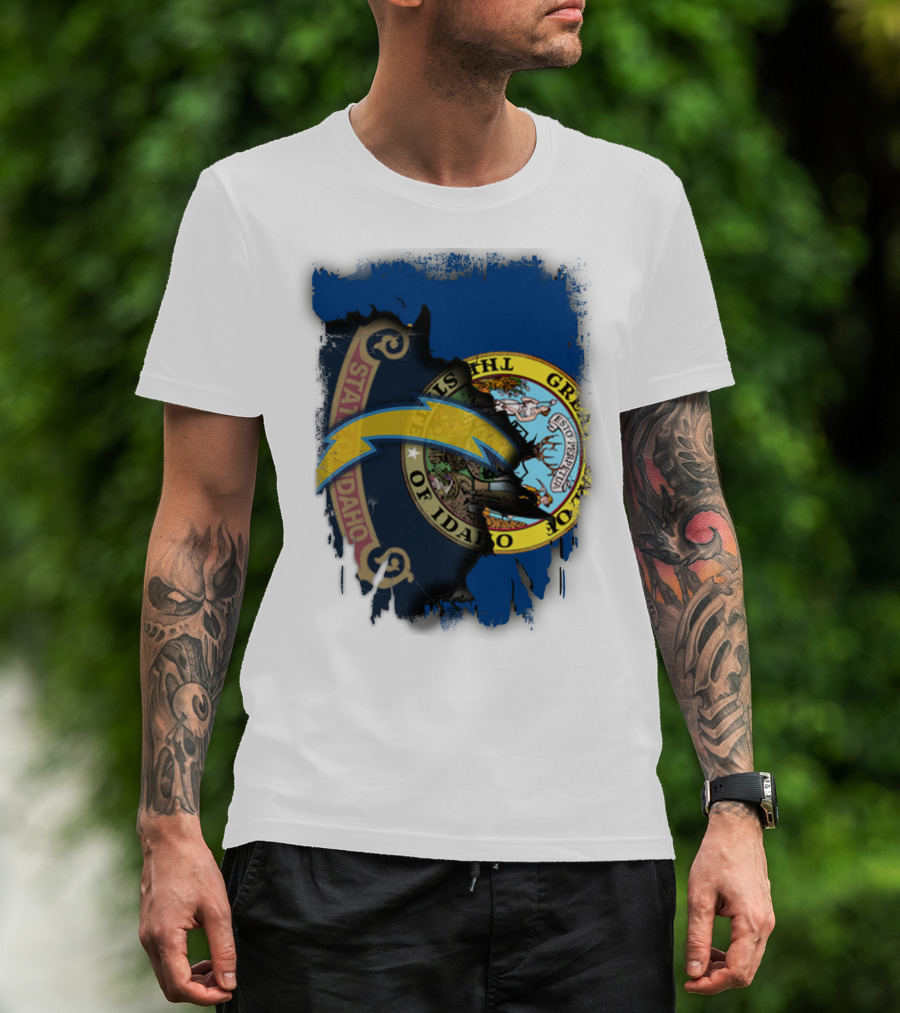 Idaho State Seal With Chargers Lightning Bolt T-Shirt