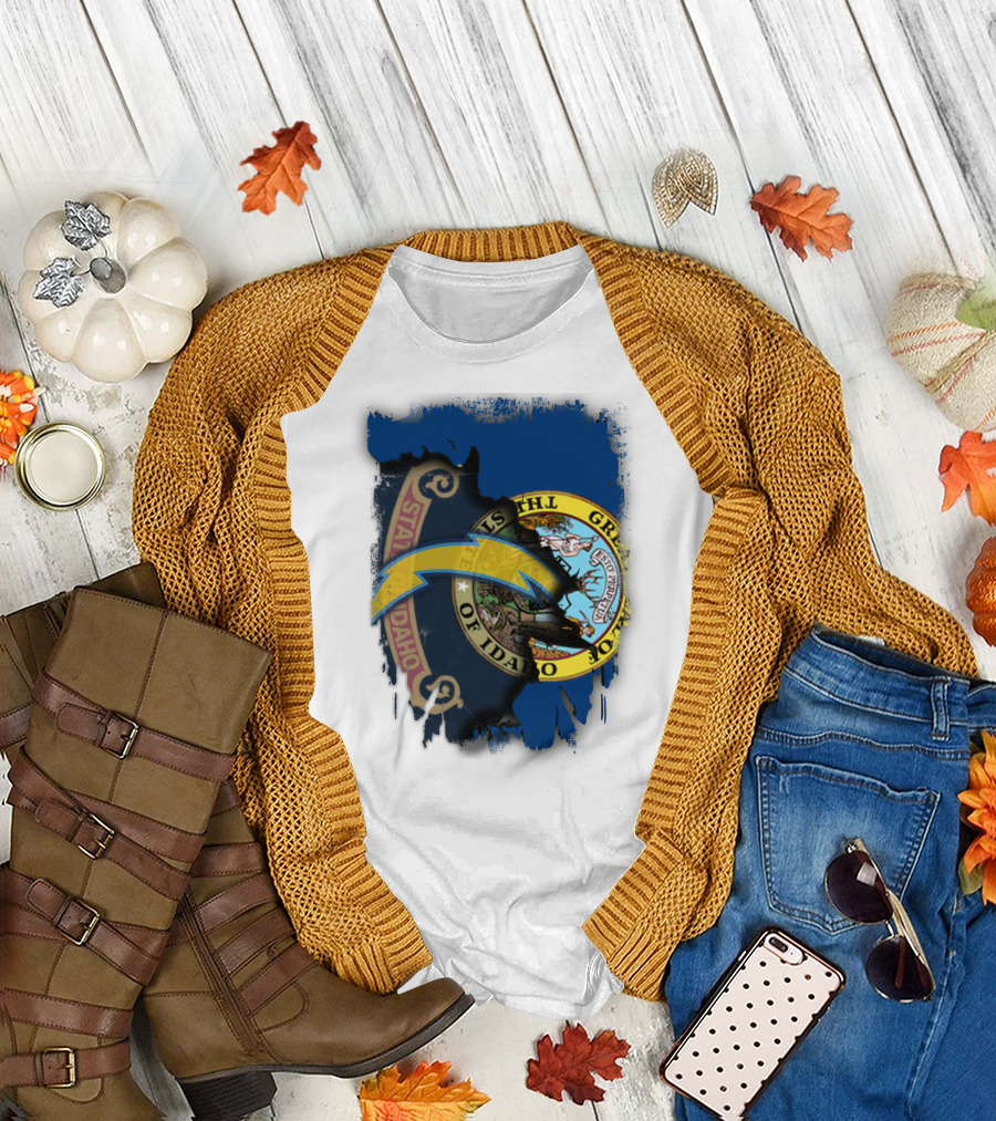 Idaho State Seal with Chargers Lightning Bolt T-Shirt