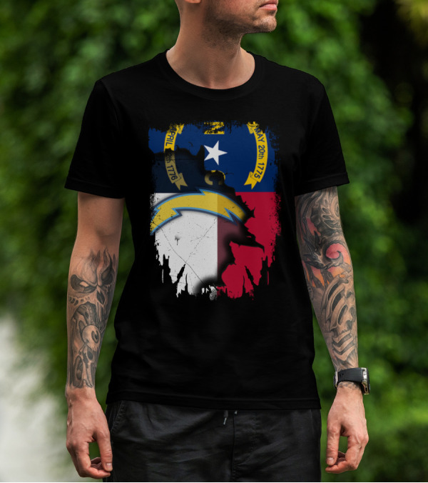 Together North Carolina State Flag With Los Angeles Chargers T-Shirt