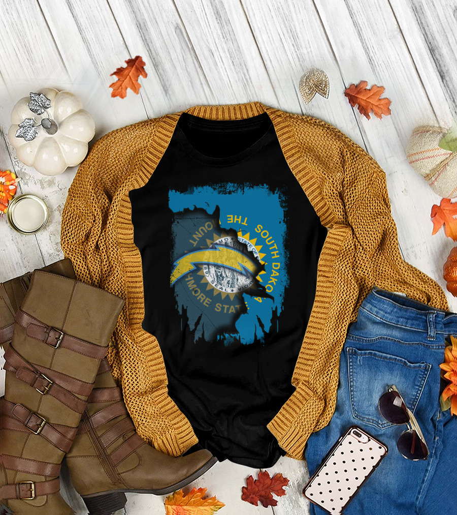 South Dakota with Chargers and The Mount Rushmore State Seal T-Shirt