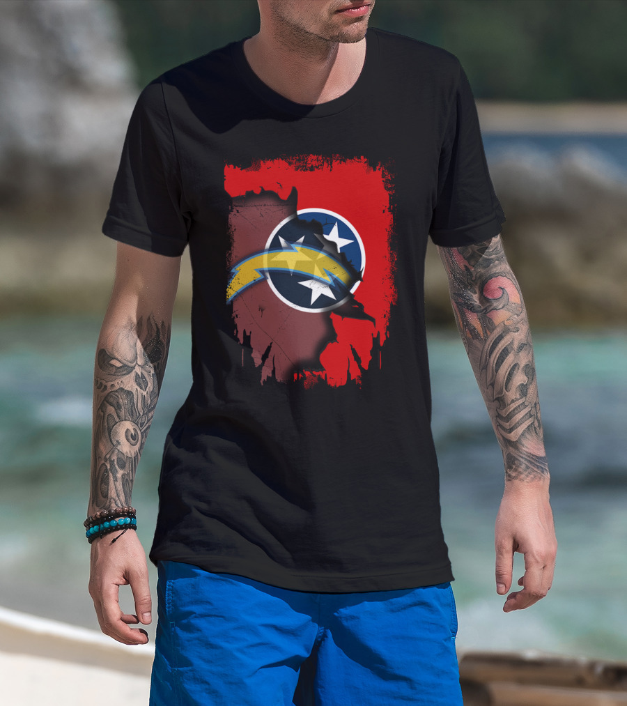Together Tennessee With Chargers And Three Stars Flag T-Shirt