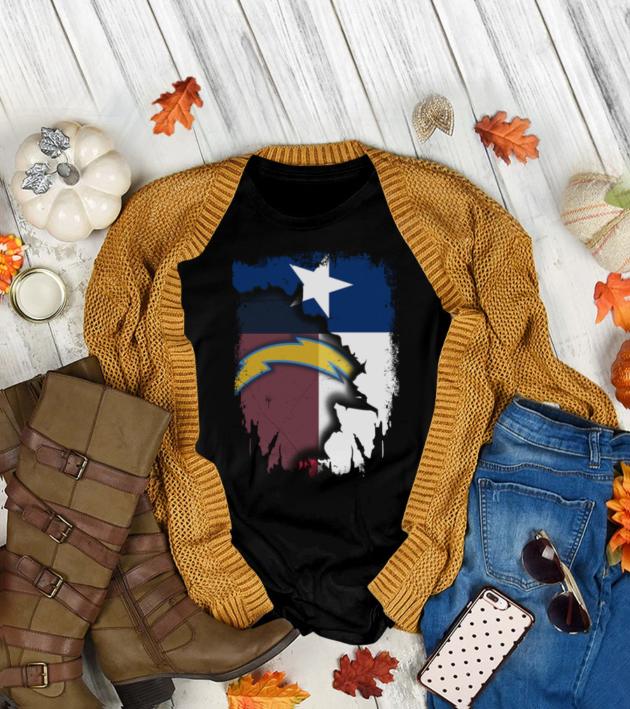 Together Texas with Chargers Lone Star Flag T-Shirt