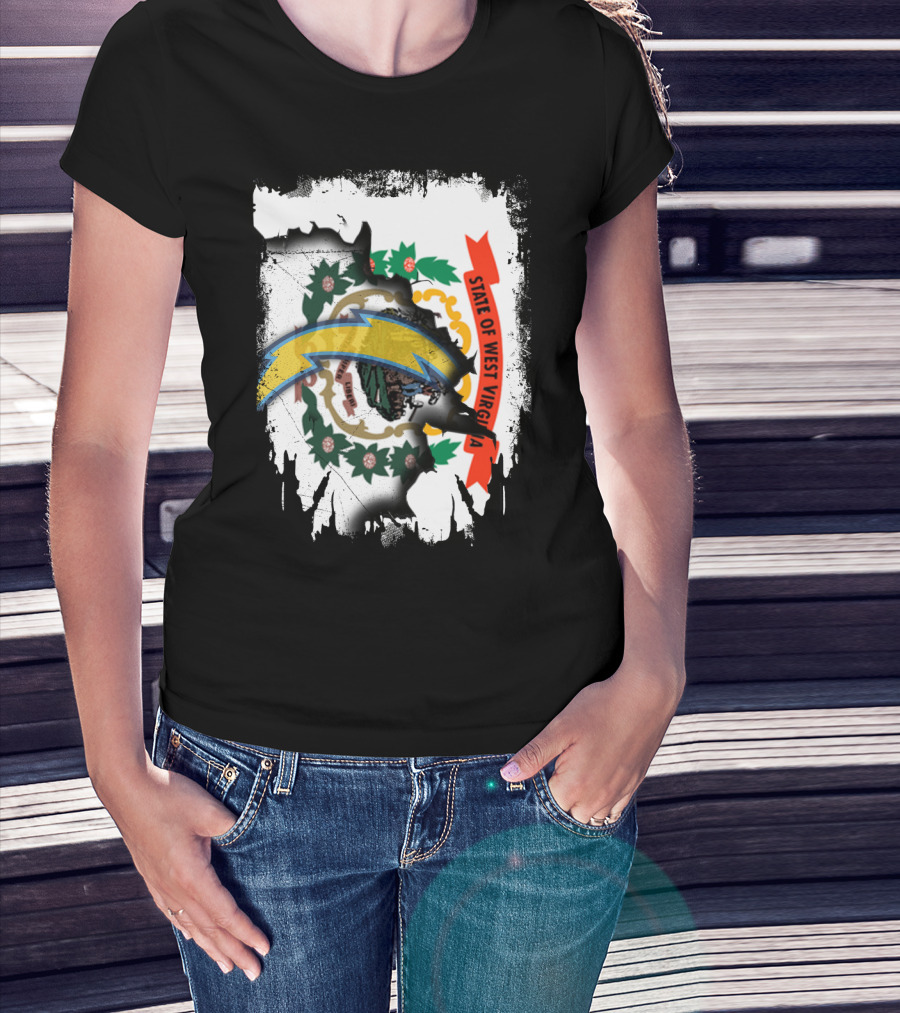 State Of West Virginia Chargers Logo Collaboration T-Shirt