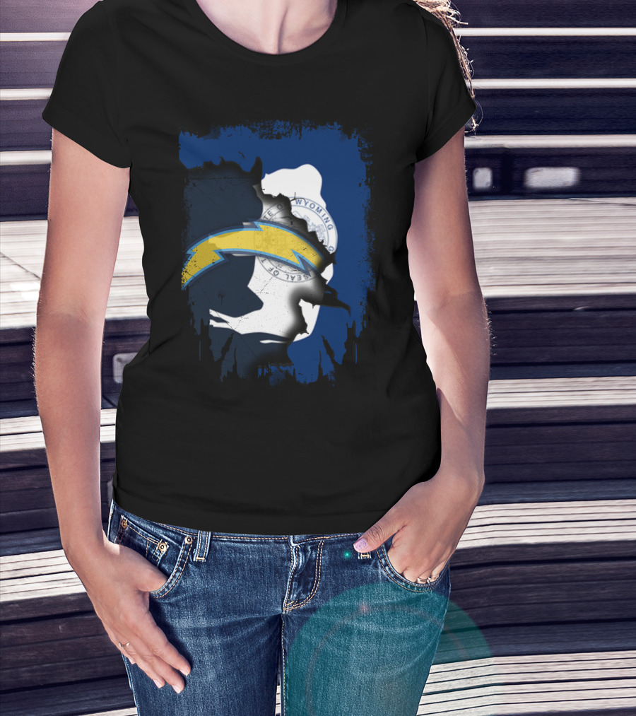 Together Wyoming Chargers Buffalo Silhouette Flag T-Shirt
