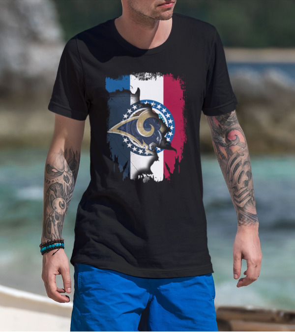Missouri Rams Together With Flag And Stars T-Shirt