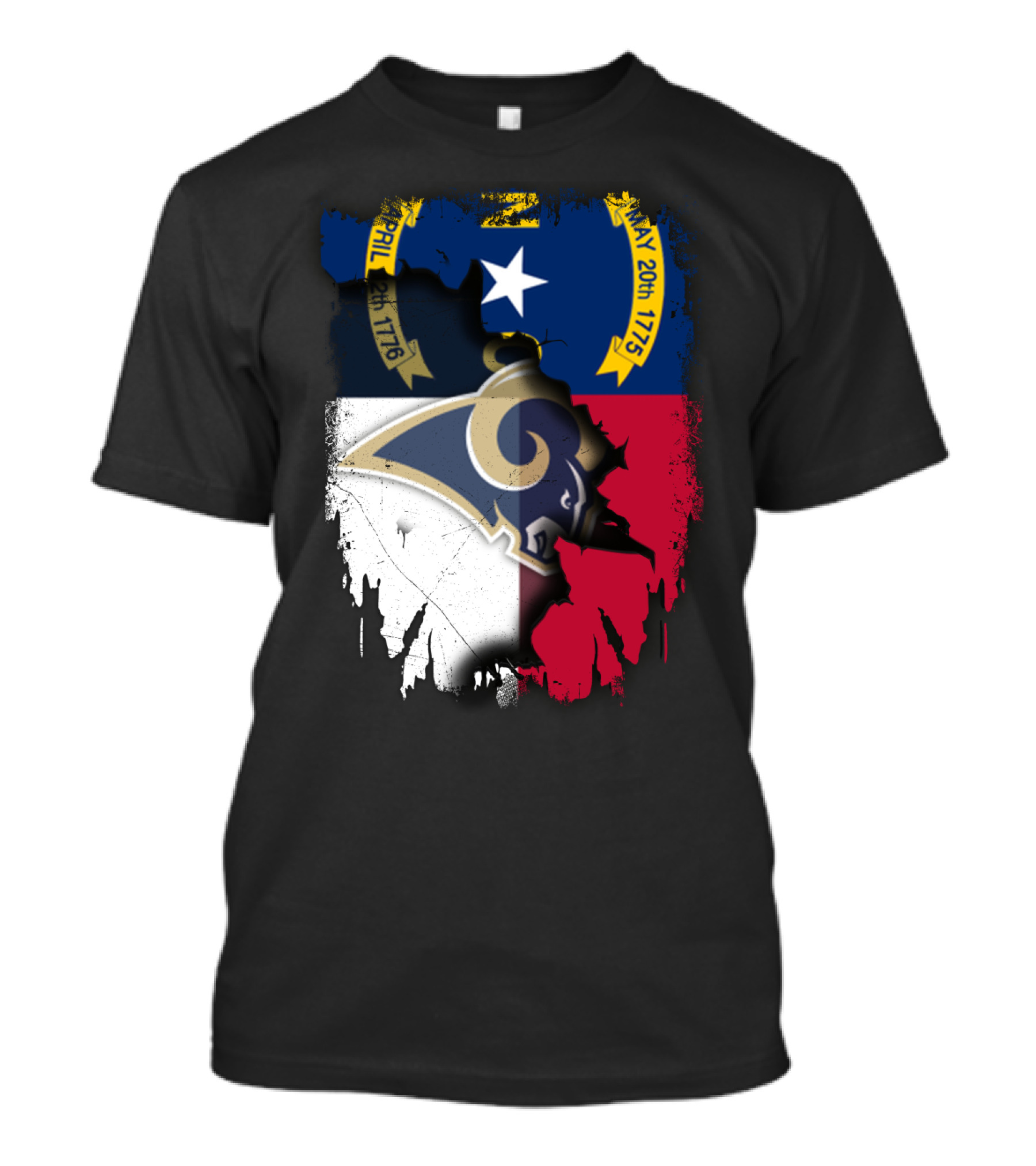 North Carolina State Flag With Rams Logo And Star Element T-Shirt