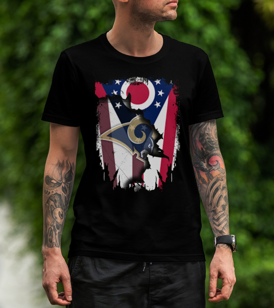 Ohio Pride With Rams Logo In Grunge T-Shirt