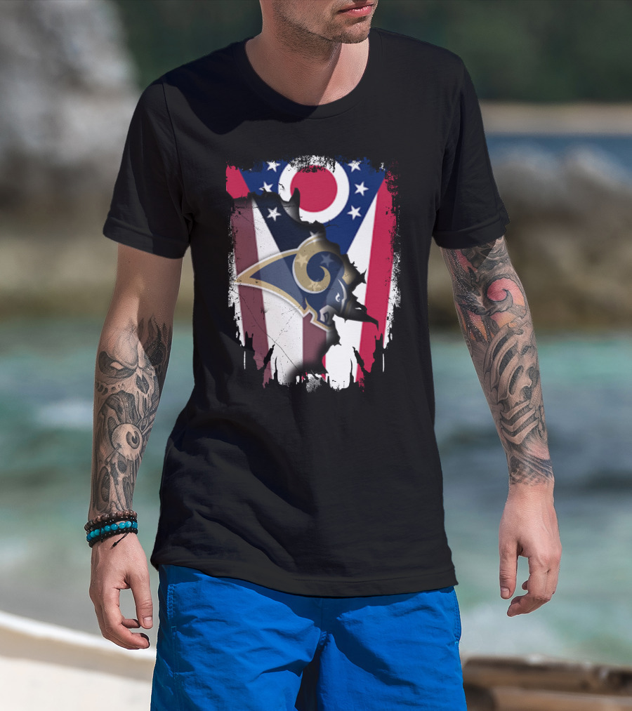 Ohio Pride With Rams Logo In Grunge T-Shirt