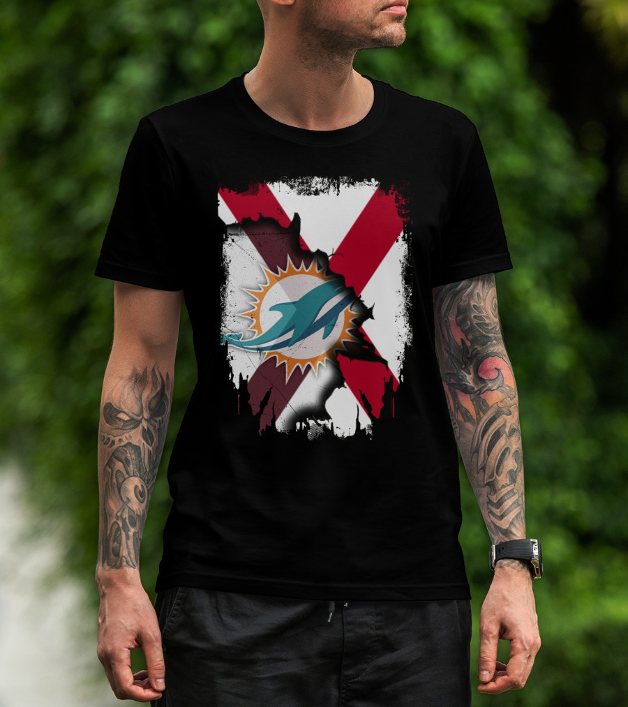 Alabama Miami Dolphins X Grunge Symbol Collaboration T-Shirt
