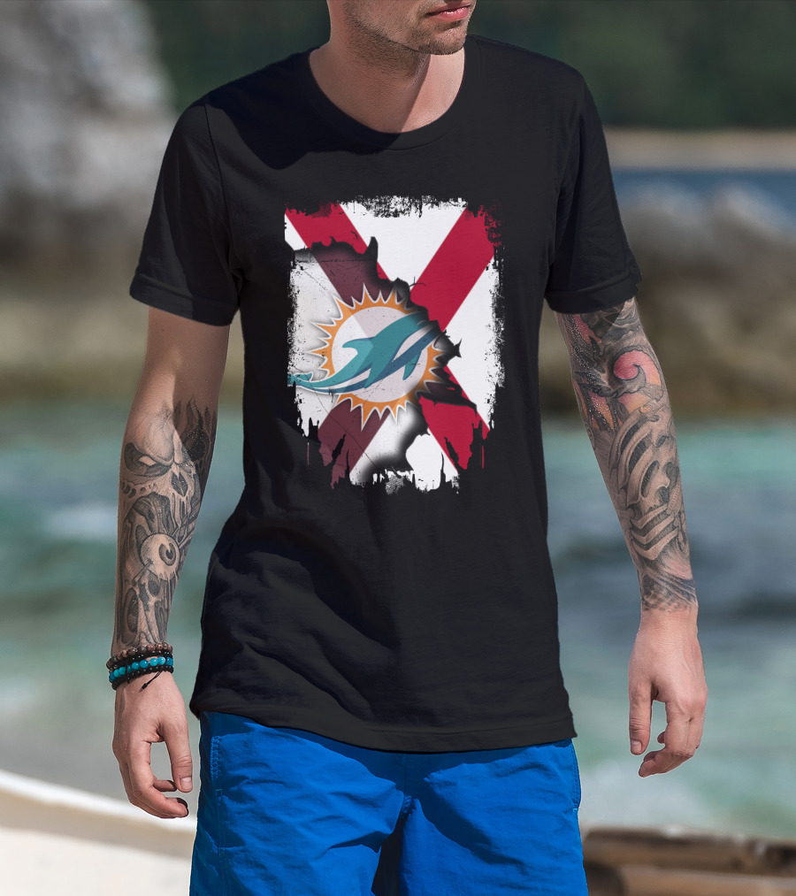 Alabama Miami Dolphins X Grunge Symbol Collaboration T-Shirt