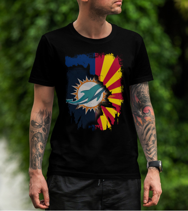 Miami Dolphins Arizona Flag Fusion T-Shirt