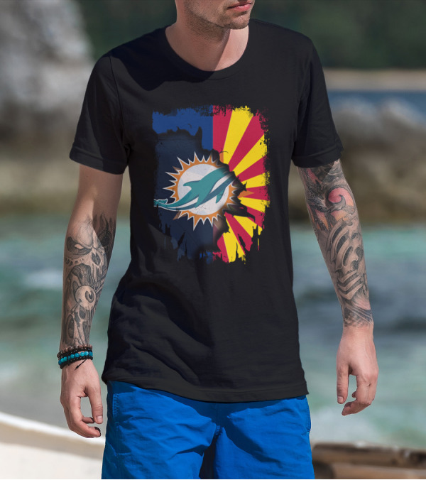 Miami Dolphins Arizona Flag Fusion T-Shirt