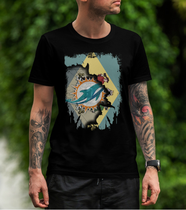 Delaware Dolphins Football Flag Fusion T-Shirt