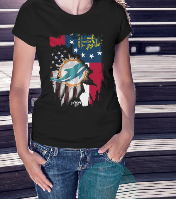 Georgia Flag Dolphins Uniting Together T-Shirt