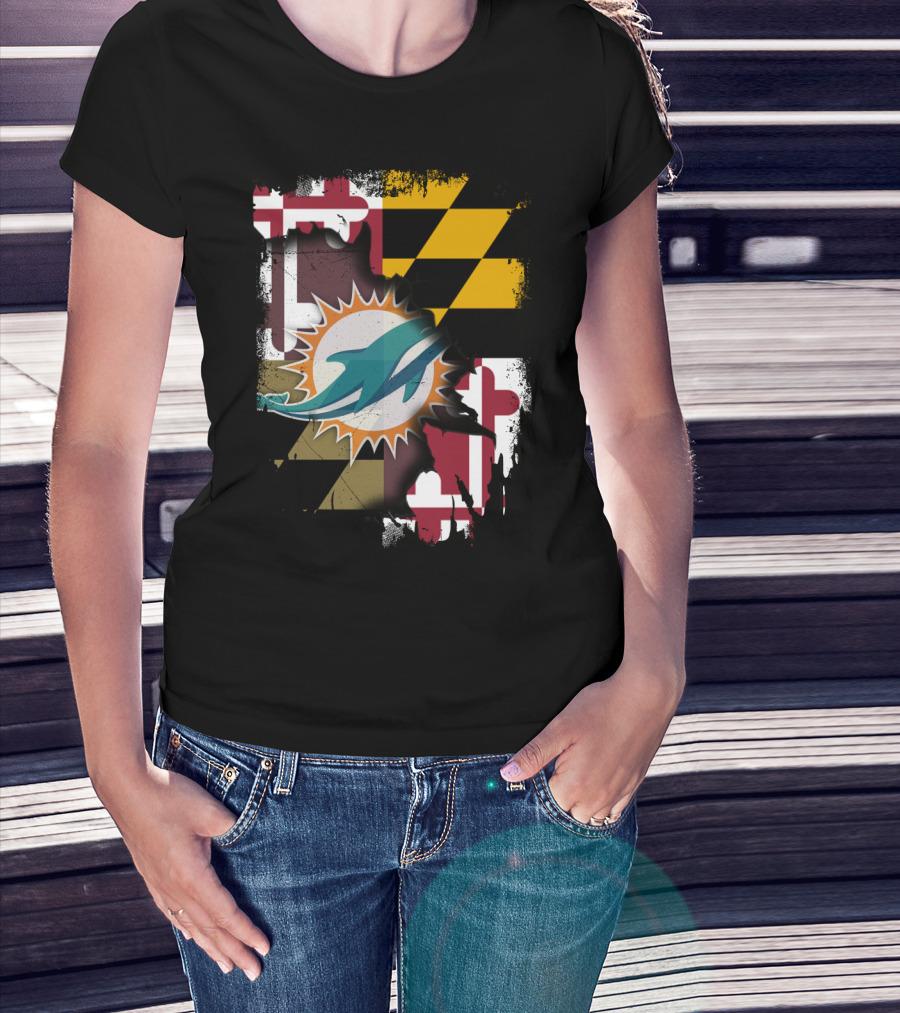 Together Maryland Dolphins Maryland Flag Fusion T-Shirt