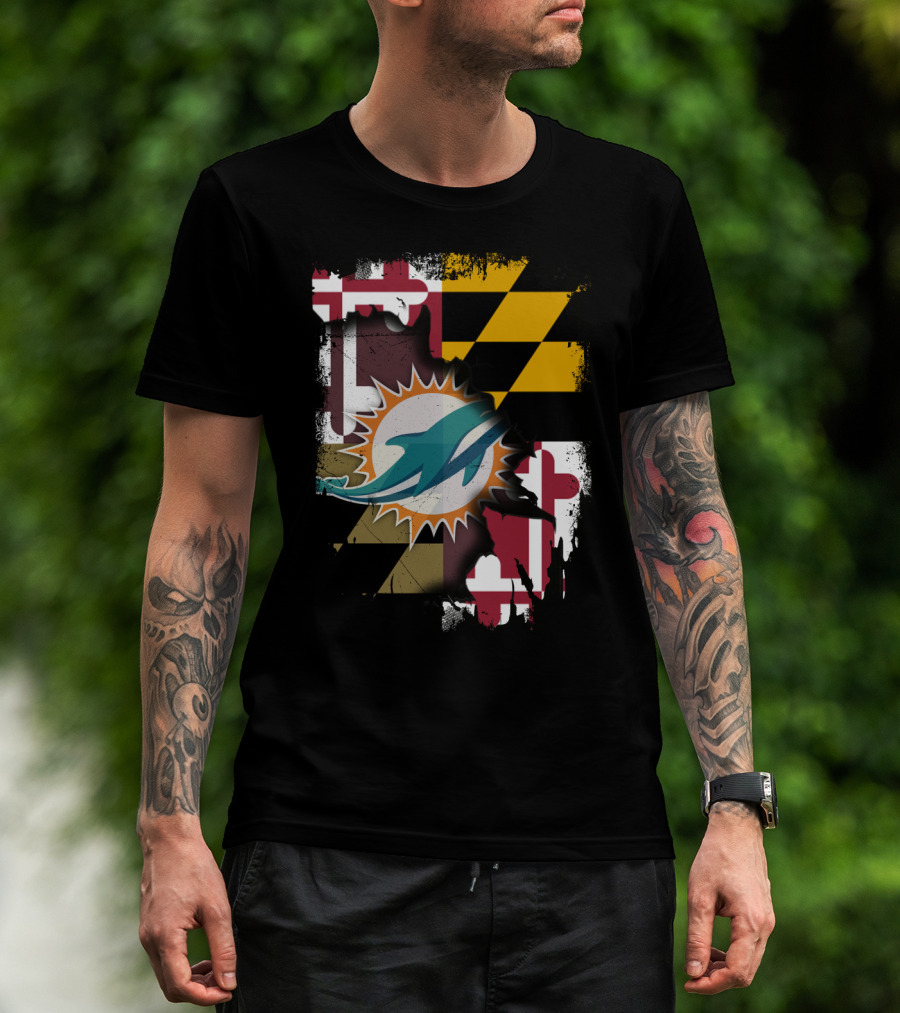 Together Maryland Dolphins Maryland Flag Fusion T-Shirt