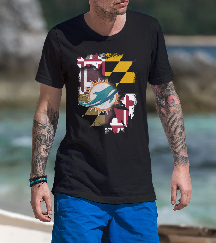 Together Maryland Dolphins Maryland Flag Fusion T-Shirt